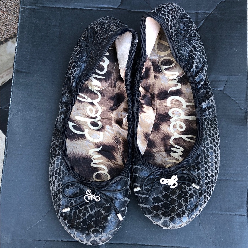 Sam Edelman Black Snakeskin Ballet Flats